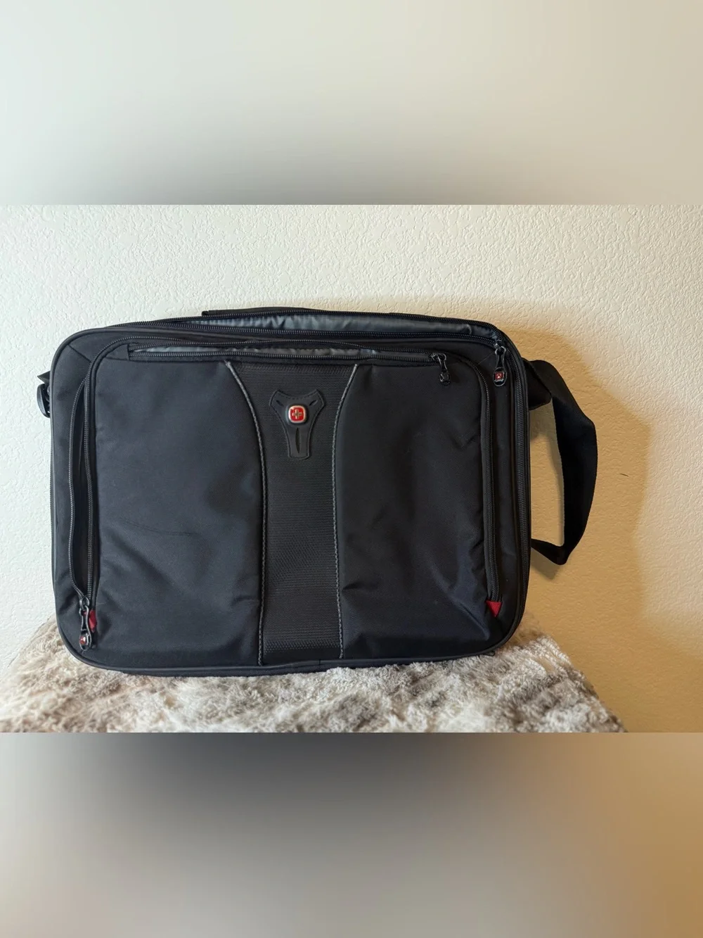 SwissGear Black Laptop Briefcase with Red Accents